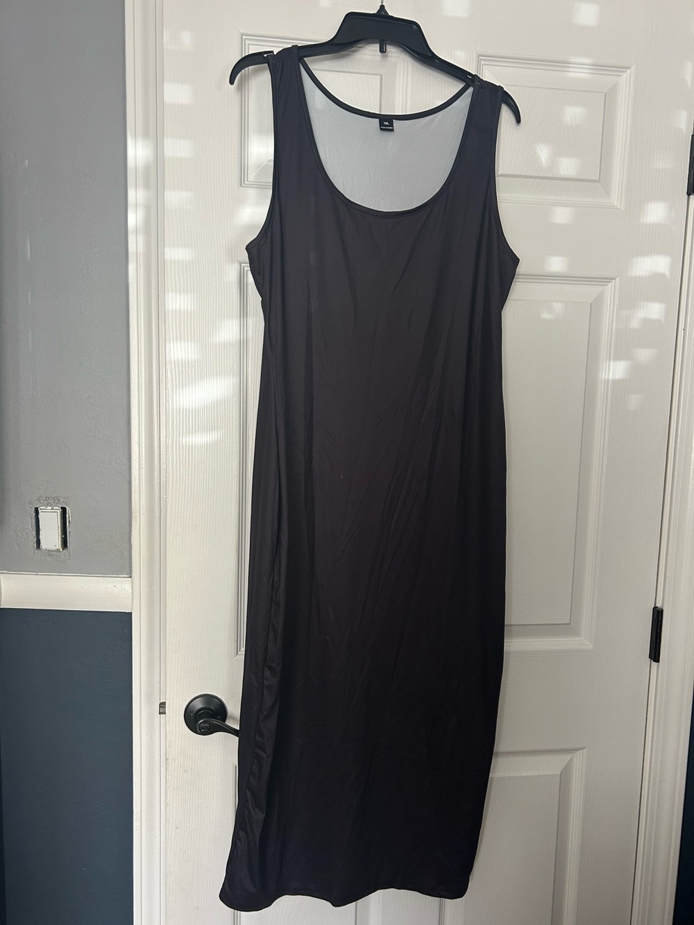 Black Sleeveless Maxi Slip Dress with sweater